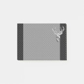 Silver Deer Face on Carbon Fibre Style Print Post-it Klebezettel (Vorderseite)