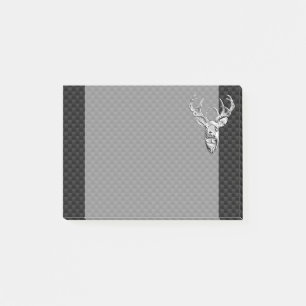 Silver Deer Face on Carbon Fibre Style Print Post-it Klebezettel