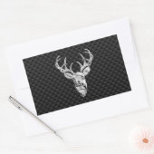 Silver Deer Face on Carbon Fibre Style Print Rechteckiger Aufkleber (Umschlag)