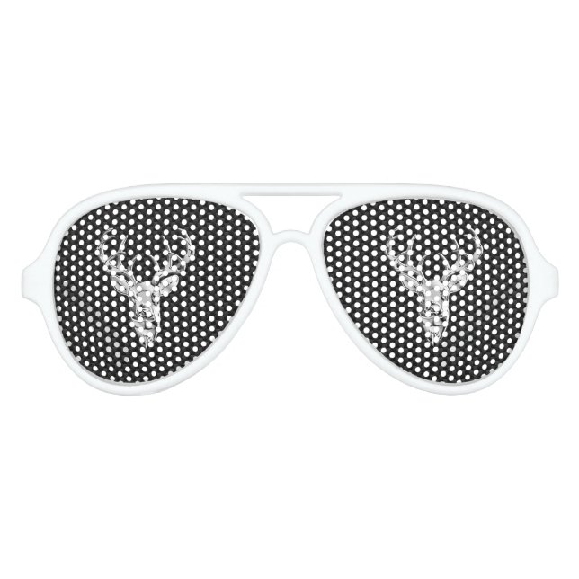 Silver Deer Graphic on Carbon Fibre Style Print Sonnenbrille (Vorderseite)