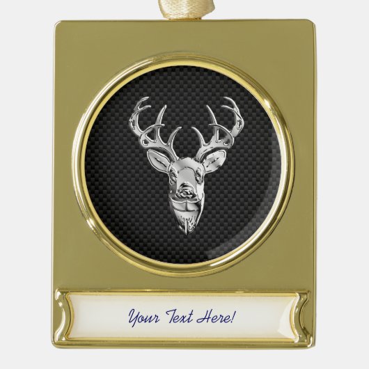 Silver Deer Trophon auf Carbon Fibre Style Print Banner-Ornament Gold (Vorderseite)