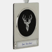 Silver Deer Trophon auf Carbon Fibre Style Print Banner-Ornament Silber (Rechts)