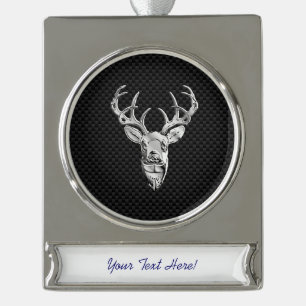 Silver Deer Trophon auf Carbon Fibre Style Print Banner-Ornament Silber