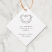 Silver dekorative Herz monogramm rosa Hochzeit Geschenkanhänger (Rückseite)
