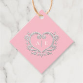 Silver dekorative Herz monogramm rosa Hochzeit Geschenkanhänger (Vorderseite)