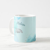 Silver Delphins Wave Coastal Ihr Name Kaffeetasse (Vorderseite Links)