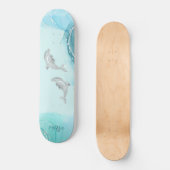 Silver Delphins Wave Coastal Ihr Name Skateboard (Vorderseite)