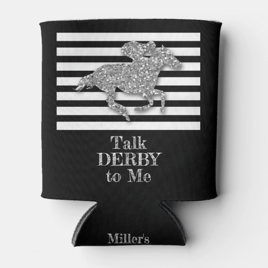Silver Derby Race Pferd Schwarz-weiße Streifen Dosenkühler (Vorderseite)