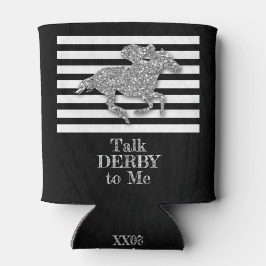 Silver Derby Race Pferd Schwarz-weiße Streifen Dosenkühler (Rückseite)