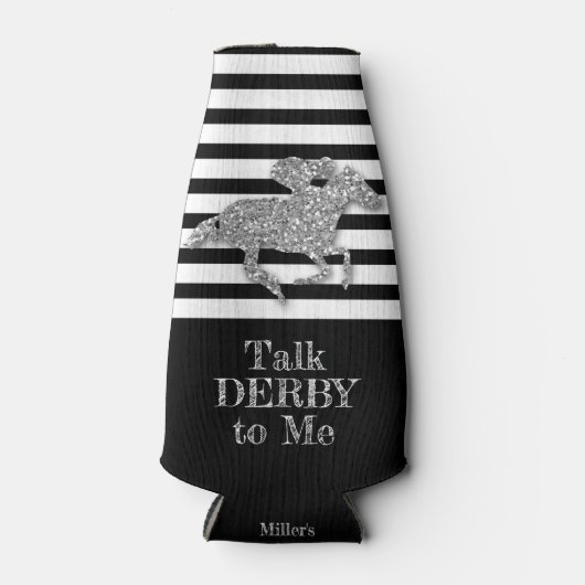 Silver Derby Race Pferd Schwarz-weiße Streifen Flaschenkühler (Vorderseite)