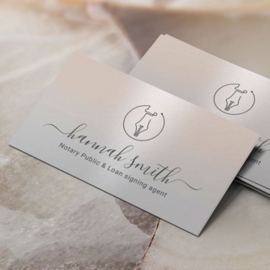 Silver des Agent Pen Nib-Logos für Notare-Loans Visitenkarte