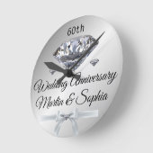 Silver Diamond 60 Jahre Jubiläum Geschenk für Ehef Runde Wanduhr (Winkel)