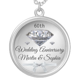 Silver Diamond 60 Jahre Jubiläum Geschenk für Ehef Versilberte Kette