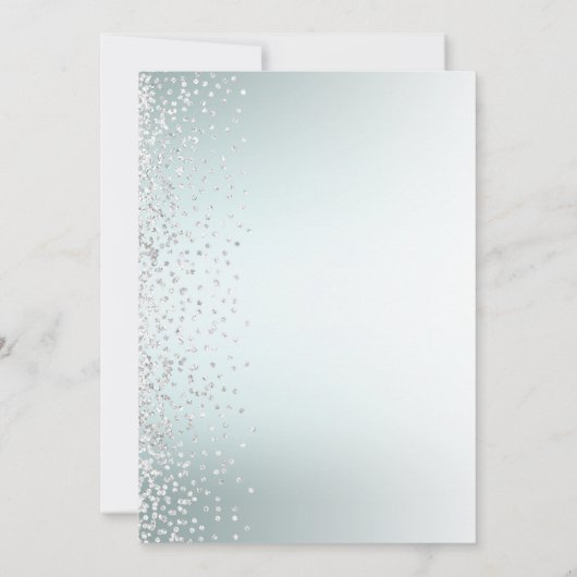 Silver Diamond Confetti Aqua Ombre Wedding Einladung (Rückseite)