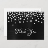 Silver Diamond Confetti Black Satin Gradient Foil Postkarte (Vorne/Hinten)