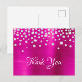 Silver Diamond Confetti Hot Pink Satin Foil Postkarte (Vorne/Hinten)