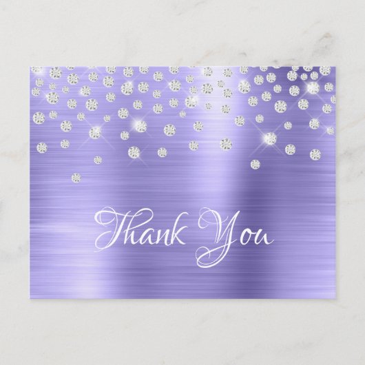 Silver Diamond Confetti Periwinkle Satiny Foil Postkarte (Vorderseite)