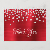 Silver Diamond Confetti Red Satin Gradient Foil Postkarte (Vorderseite)