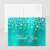 Silver Diamond Confetti Turquoise Satin Ombre Foil Postkarte (Vorne/Hinten)