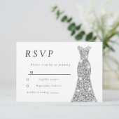 Silver Diamond Dress Bridal oder Birthday Party RSVP Karte (Stehend Vorderseite)