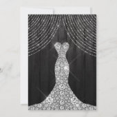 Silver Diamond Dress on Black Wood Birthday Party Dankeskarte (Rückseite)