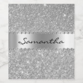 Silver Diamond Glitzer aussehen Blende Monogramm N Weinetikett (Einzelnes Label)