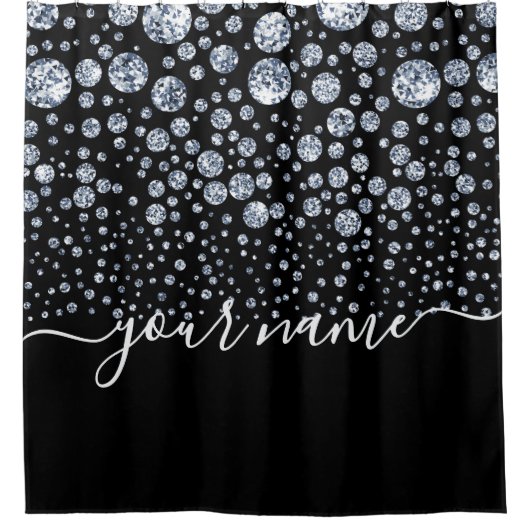 Silver Diamond Glitzer Bling Kristall Duschvorhang (Vorderseite)