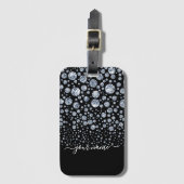 Silver Diamond Glitzer Bling Kristall Gepäckanhänger (Vorderseite Vertikal)