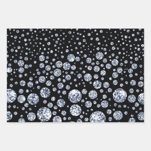Silver Diamond Glitzer Bling Kristall Geschenkpapier Set (Vorderseite 2)