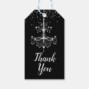 Silver Diamond Glitzer Chandelier Sweet 16 Party Geschenkanhänger