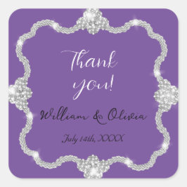Silver Diamond Jeweled Elegant Wedding Sticker