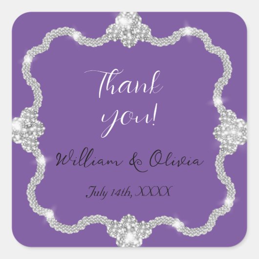 Silver Diamond Jeweled Elegant Wedding Sticker (Vorderseite)