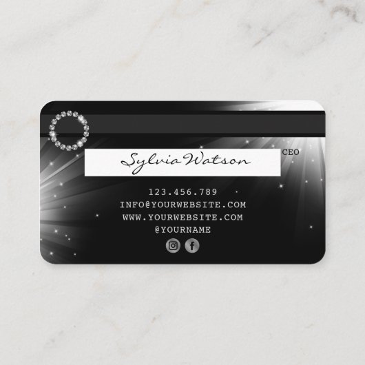 Silver Diamond Monogram Visitenkarte (Rückseite)