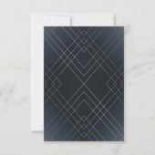 Silver Diamond Navy Geometric Deko Gatsby Wedding RSVP Karte (Rückseite)
