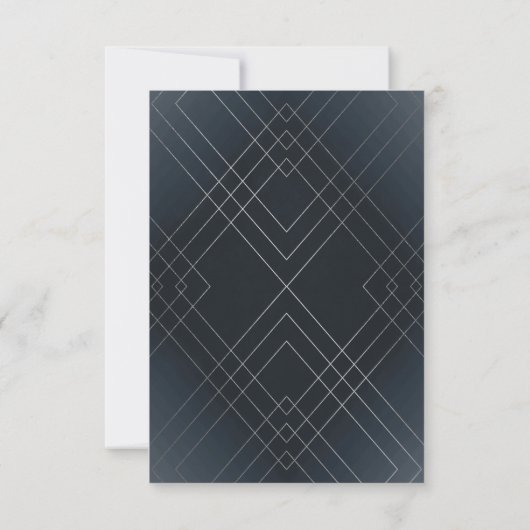 Silver Diamond Navy Geometric Deko Gatsby Wedding RSVP Karte (Rückseite)