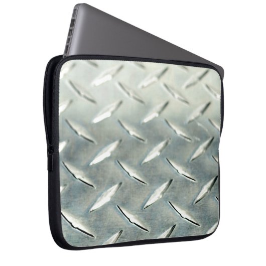 Silver Diamond Plate auf Elektronenärmel Laptopschutzhülle (Vorne Rechts)