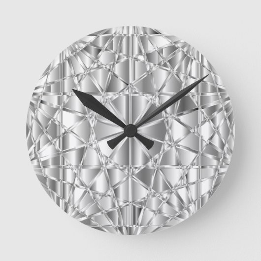 Silver Diamond Rundkissen Runde Wanduhr (Vorderseite)