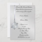 Silver Diamond Snowflake Blauer Foil Einladung (Rückseite)
