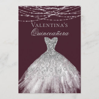 Silver Diamond Sparkkleid Quinceanera Einladung