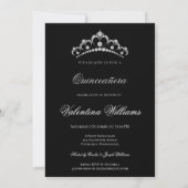 Silver Diamond Sparkkleid Quinceanera Einladung (Rückseite)