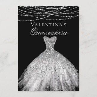 Silver Diamond Sparkkleid Quinceanera Einladung