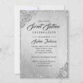 Silver Diamond Sparkle Gown 16 . Geburtstag Einladung (Rückseite)