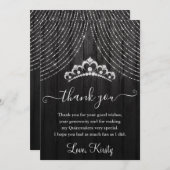 Silver Diamond Tiara auf Schwarzwald Quinceanera Dankeskarte (Vorne/Hinten)