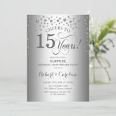 Silver Diamond Überraschung 15-jähriges Party Einladung (Stehend Vorderseite)