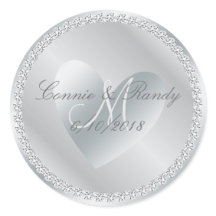 Silver Diamond und Heart Monogram Wedcker