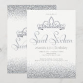 Silver & Diamonds 16 . Geburtstag Einladungen (Vorne/Hinten)