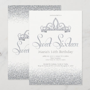 Silver & Diamonds 16 . Geburtstag Einladungen