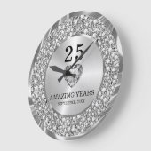 Silver Diamonds 25. Hochzeitstag Große Cl Große Wanduhr (Winkel)