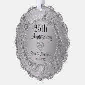 Silver Diamonds 25. Hochzeitstag Ornament Karte (Links)