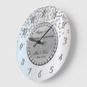 Silver Diamonds 25th Wedding Anniversary Große Wanduhr (Winkel)